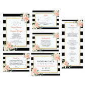 Waterverf Floral Black Stripes Bruiloft Dank u Bedankkaart