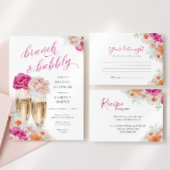 Bloemen brunch en bubble bruids douche uitnodiging