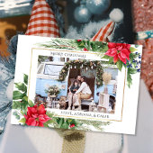 Rode Bloemen Waterverf Kerstvakantie Vierkante Sticker