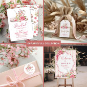 Bruids theefeest roze vrijgezellenfeest retouradre etiket