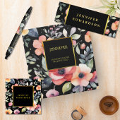 Elegante waterverf bloemen zwart goud professional mini klembord