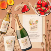 Waterverf Fresh Off the Market Vrijgezellenfeest Sparkling Wijnetiket