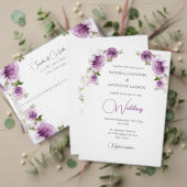 Fuchsia Rozen en Pioenrozen Huwelijksprogramma Programmakaart (Personaliseer deze collectie van deze onafhankelijke maker. Test)