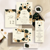 Waterverf gouden en groene Rozen veranderen de dat Kaart