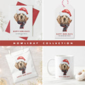 Waterverf Golden Retriever Santa Christmas Ronde Sticker