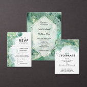 Moderne Abstracte groene Waterverf bruiloft uitnod (Personaliseer de collectie van deze zelfstandige maker.)