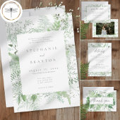 Watercolor Greenery Fern Rustic Wedding QR RSVP Kaartje