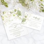 Waterverf groen bloemengoud elegante bruiloft menu