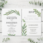 Waterverf Greenery Leaves Wedding Program Card Programmakaart (Personaliseer de collectie van deze zelfstandige maker.)