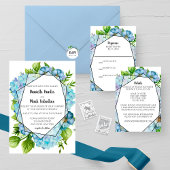 Blue Hydrangea Flower Wedding Informatiekaartje