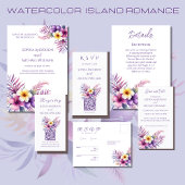 Waterverf Island Romance-RSVP-Wedding- Briefkaart