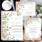 Spring Flowers Waterverf Roze bruiloft Kaart