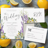 Modern Lemon & Lavender Foliage Wedding Kaart