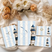 Waterverf nautische vuurtoren bruiloft save the date