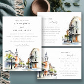 Chic New Orleans Louisiana Waterverf bruiloft Wijn Etiket