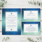 Waterverf Oceaan Zeester Strand Bruiloft Nummer Kaart (Personaliseer de collectie van deze zelfstandige maker.)