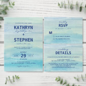 Waterverf Oceaan Bruiloft Behuizing Kaart (Personaliseer de collectie van deze zelfstandige maker.)