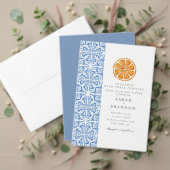 Waterverf Bluetile Mediterraans Bruiloft QR Code Kaart (Personaliseer deze collectie van deze onafhankelijke maker. Test)