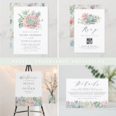 Waterverf pastel vetplanten bruiloft monogram uitnodigingen wikkel