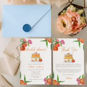 Waterverf perzikkoek met bloesems Vrijgezellenfees Save The Date