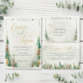 Waterverf Rustieke bospijnbomen die het goed wense Informatiekaartje (Personaliseer de collectie van deze zelfstandige maker.)