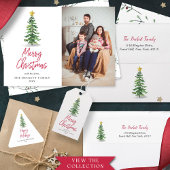 Waterverf kerstfeestdag met bomen cadeaupapier