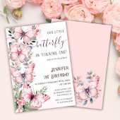 Waterverf Roze Vlinders 1e Verjaardag Vlinder Kaart