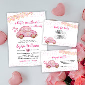 Valentijn Roze Auto Sweetheart Baby All In One Uitnodiging