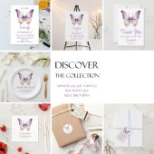 Schattigee Paarse Vlinder Meisjes 1e Verjaardagsfe Kaart