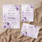 Waterverf Paarse Bloemen Trouwprogramma Programmakaart (Personaliseer de collectie van deze zelfstandige maker.)