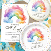 Wild One Rainbow Kids Verjaardag Papieren Bordje