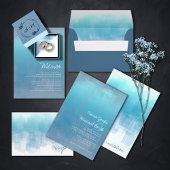 Waterverf reflecties Wedding Dusty Blue ID774 Save The Date