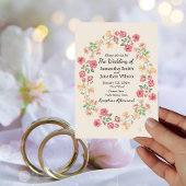 Waterverf Ring of Flowers op Beige Save the Date Kaart