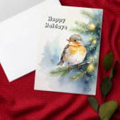 Watercolor Roodborst op een Dennentak Sticker (Personaliseer de collectie van deze zelfstandige maker.)