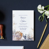 Waterverf Seashell koralen bruiloft All In One Uitnodiging