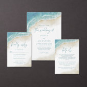 Waterverf Ocean Wave Beach bruiloft Kaart (Personaliseer de collectie van deze zelfstandige maker.)