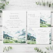 Zachte sneeuw berg landschap bruiloft receptie informatiekaartje (Personaliseer de collectie van deze zelfstandige maker.)