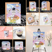 Waterverf Space Little Explorer Baby shower Kaart