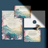 Spring Mountains Floral Bruiloft RSVP Kaart