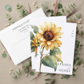 Watercolor Sunflower Elegant QR Code Wedding RSVP Kaartje (Personaliseer deze collectie van deze onafhankelijke maker. Test)