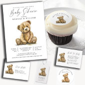 Aquarel Teddybeer Babyshower Bedankje Informatiekaartje
