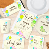 Waterverf thema pickleball licht verjaardagsfeestj bedankkaart