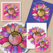 Zonnebloem Zomroze en Paars Servet