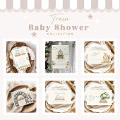 Waterverf Train Baby shower Diapper Raffle Informatiekaartje