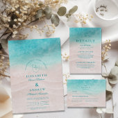 Waterverf Tropisch strand bruiloft Save The Date