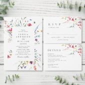 Elegante Waterverf Wild Flowers Bruiloft QR-code Kaart (Personaliseer de collectie van deze zelfstandige maker.)