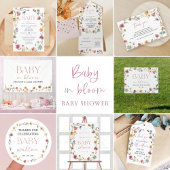 Een klein Baby shower van een meisje met wilde blo All In One Uitnodiging