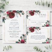 Elegant Winter Rozen Foliage Waterverf Weddenschap Save The Date (Personaliseer de collectie van deze zelfstandige maker.)