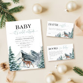 Waterverf Winter Forest Luier Raffle Baby shower Informatiekaartje
