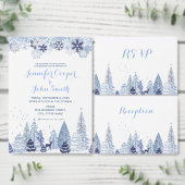 Watercolor Bos Winter Bruiloftsreceptie Informatiekaartje (Personaliseer de collectie van deze zelfstandige maker.)